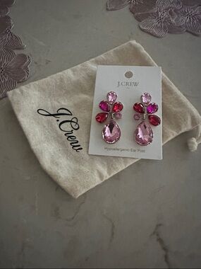 J. Crew Pink and Fuchsia Crystal Teardrop Earrings